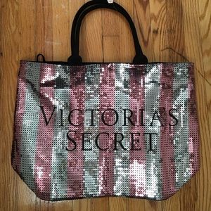 Victoria’s Secret pink and silver sequin bag